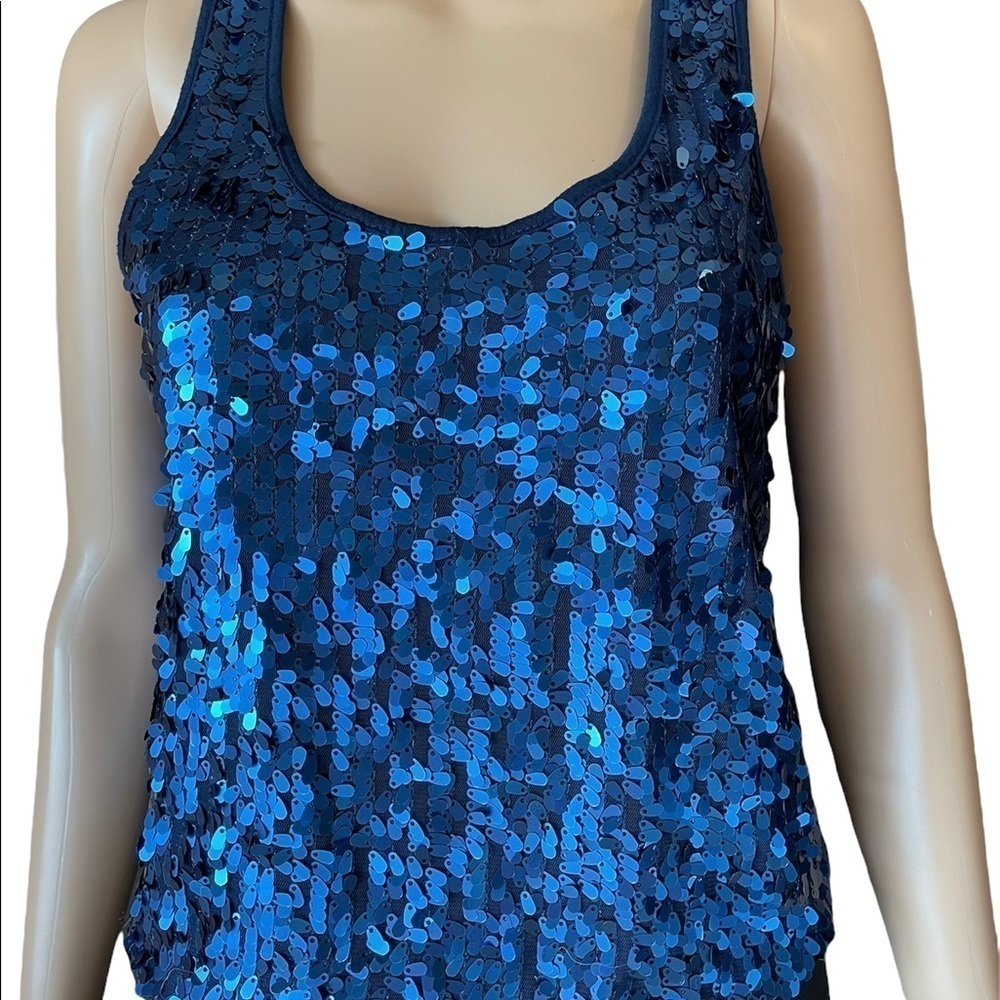 BLUE SEQUIN Y2K TANK TOP SIZE M
